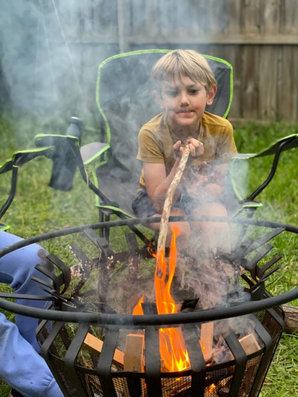 backyard camping - campfire cooking