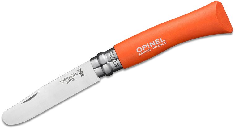 opinel no 7 round tip knife tangerine